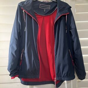 Tommy Hilfiger Women's Navy Windbreaker with Red Details